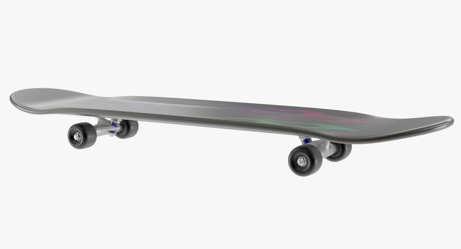 Skateboard with flames transparent 3D model_1