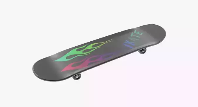 Skateboard with flames transparent