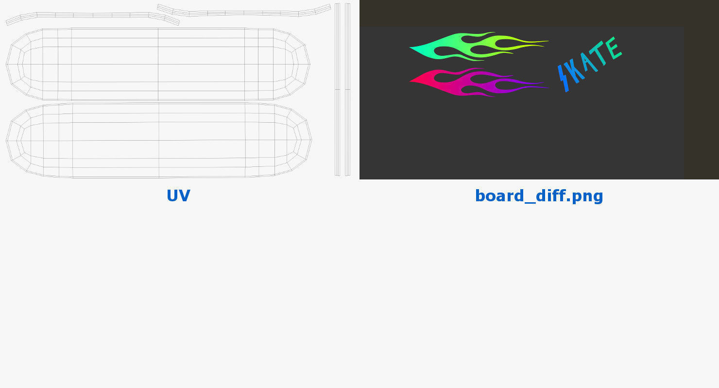 Skateboard with flames transparent 3D model_10