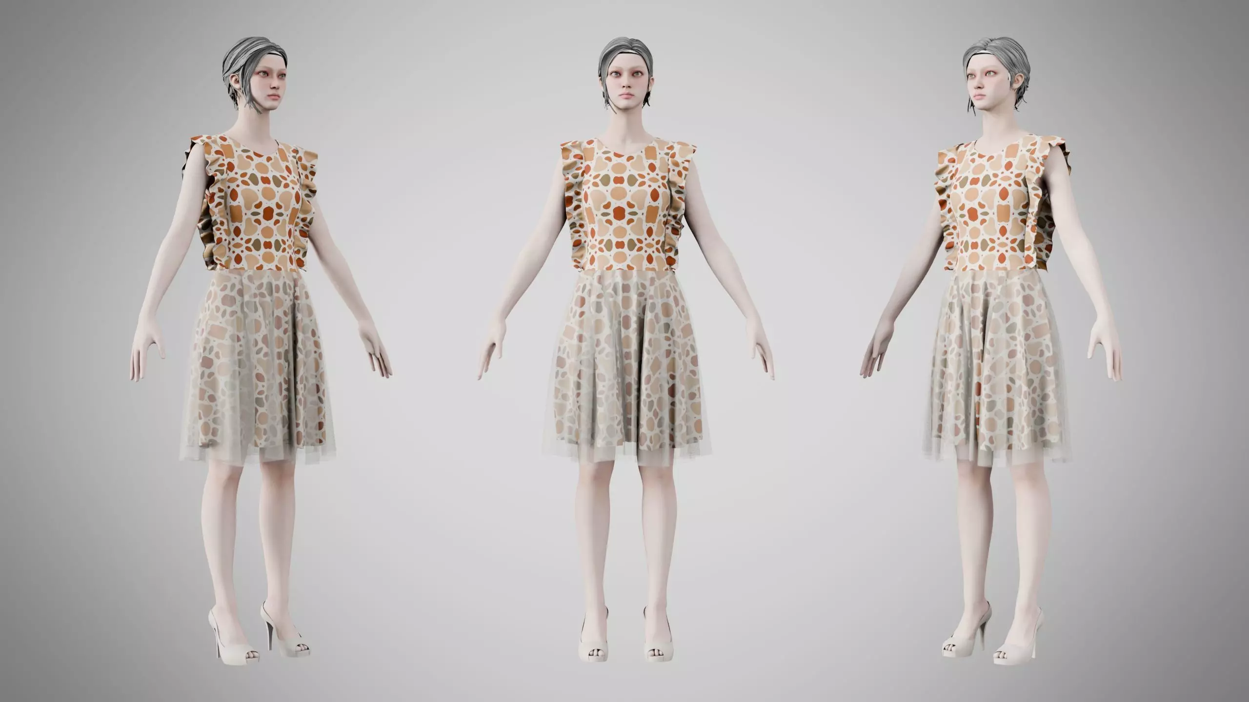 Dress 20 Soft Petal Mosaic Low-poly 3D model