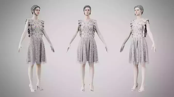 Dress 20 Whimsical Loop Mosaic Low-poly 3D model