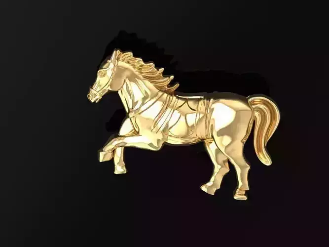 TJ 63 3D Golden Horse Decor Watch Pendant Ring  3D print model