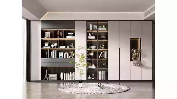 Modern Light Luxury Bookcase 3D model