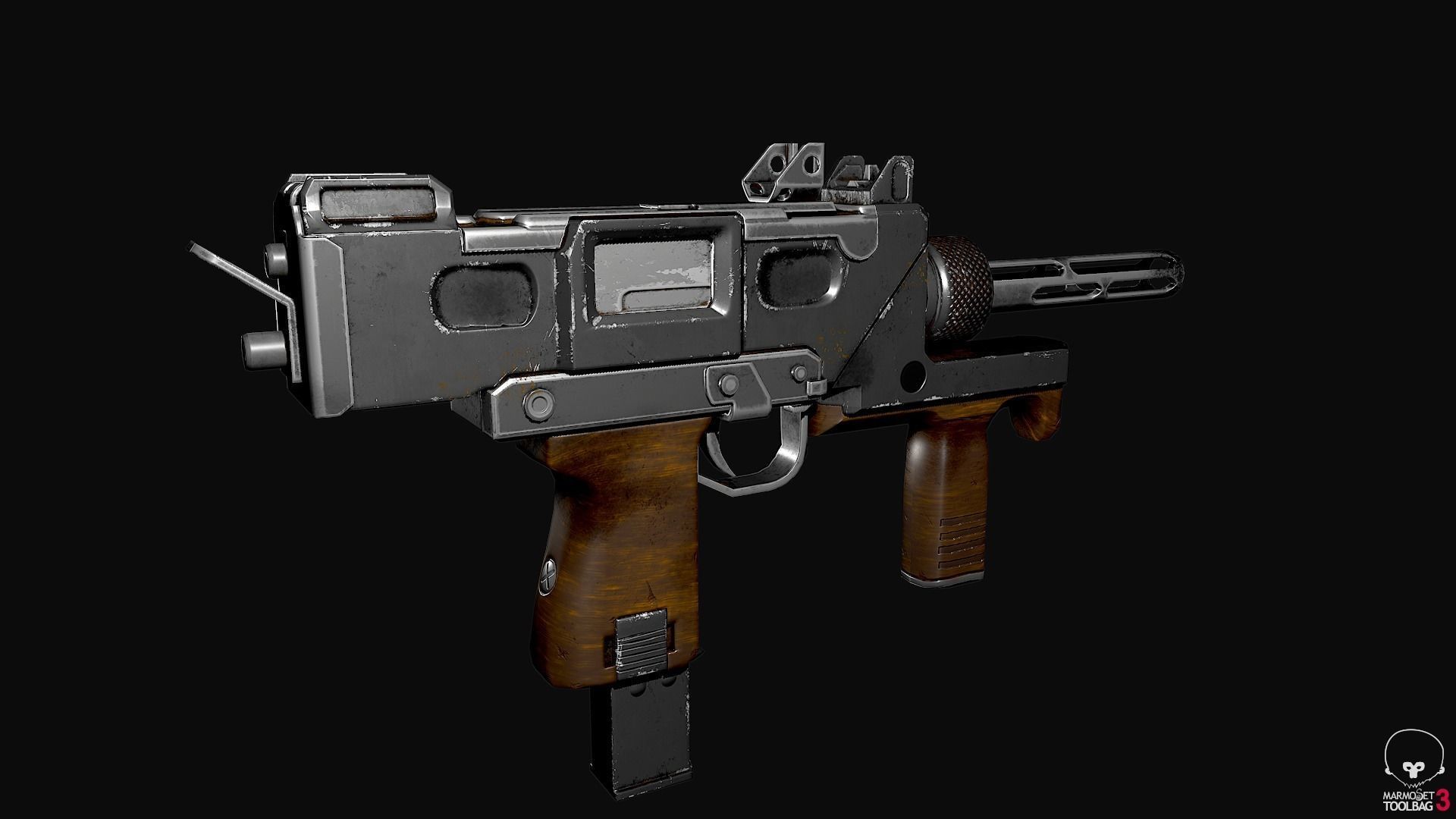 Minebea PM-9 uzi varient Low-poly 3D model_1