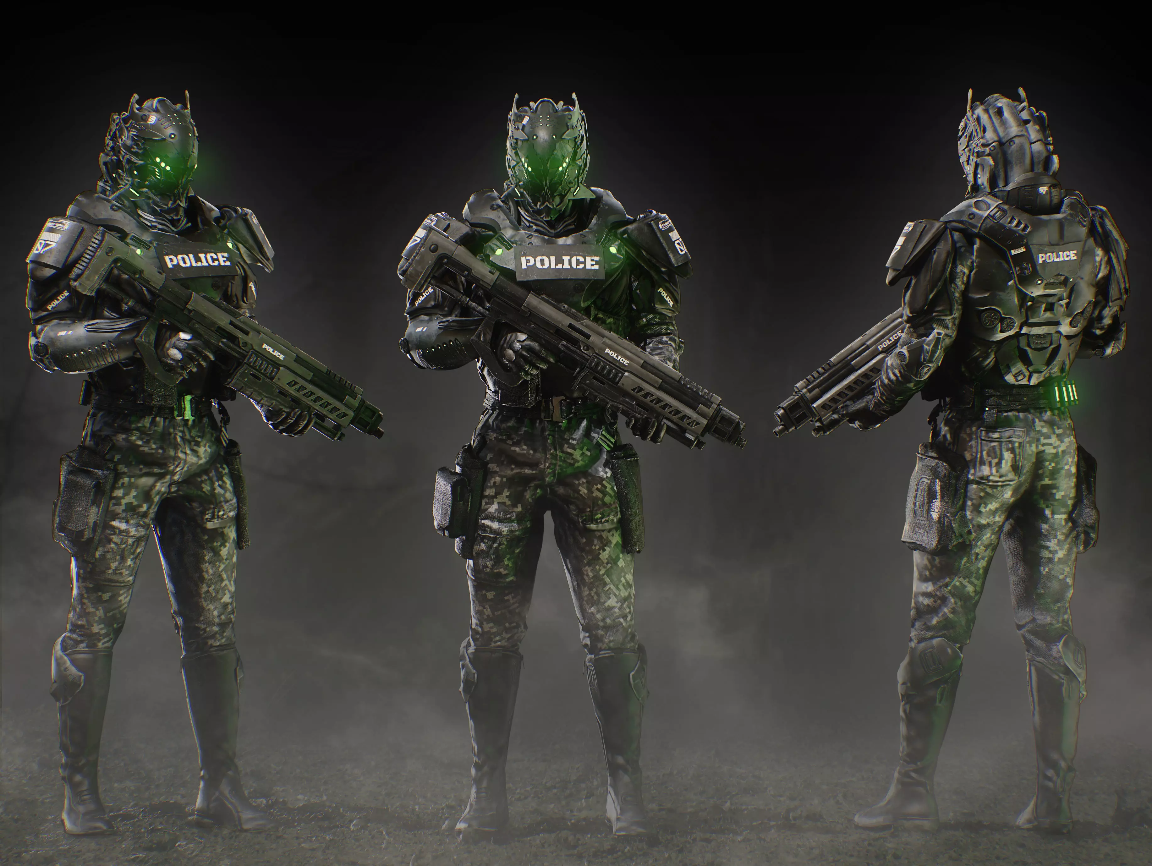 Sci Fi Tactical Police Trooper Low-poly 3D model