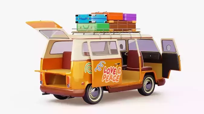 Retro Travel Van 3D model 7