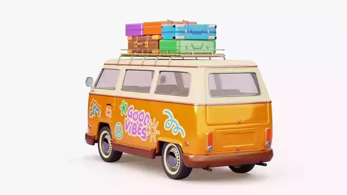 Retro Travel Van 3D model 6