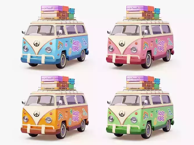 Retro Travel Van 3D model