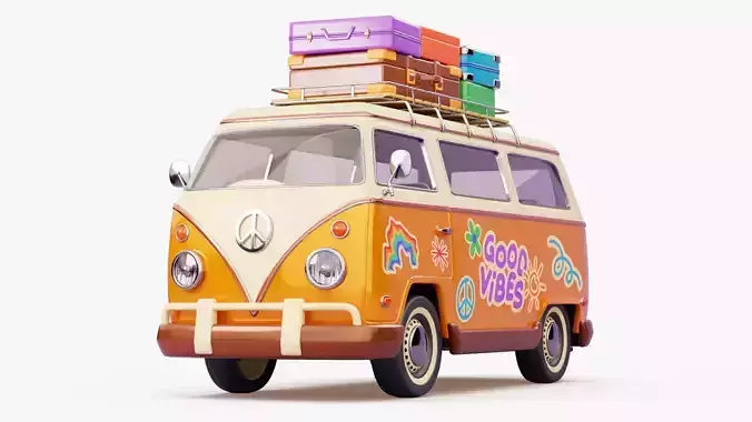 Retro Travel Van 3D model 4