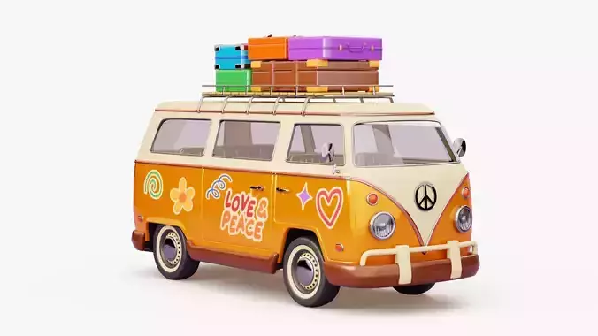 Retro Travel Van 3D model 5