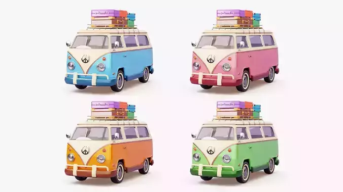 Retro Travel Van 3D model 3