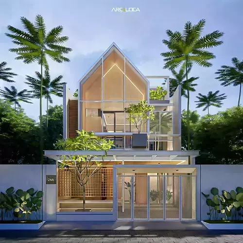 3D Model of Japandi Minimalist Modern 2 Story House Architecture 3D model