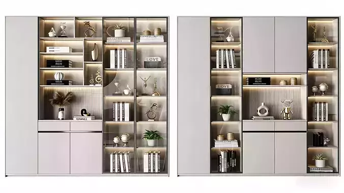 Modern Light Luxury Bookcase 3D model