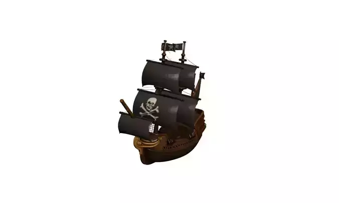 Black Galleon Ship 3D Model Realistic Historical Sailing Vessel