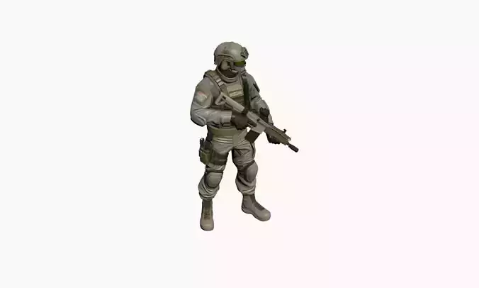 Military Soldier Character 3D Model Realistic Tactical Outfit 02