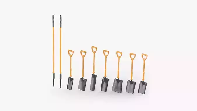 Shovel Pack 01 Ground Works Insulated Low-poly 3D model