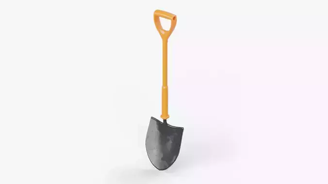 Round Mouth Shovel Ground Works Instrument Low-poly 3D model