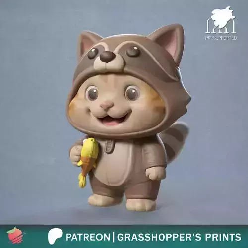 Costumed cat raccoon