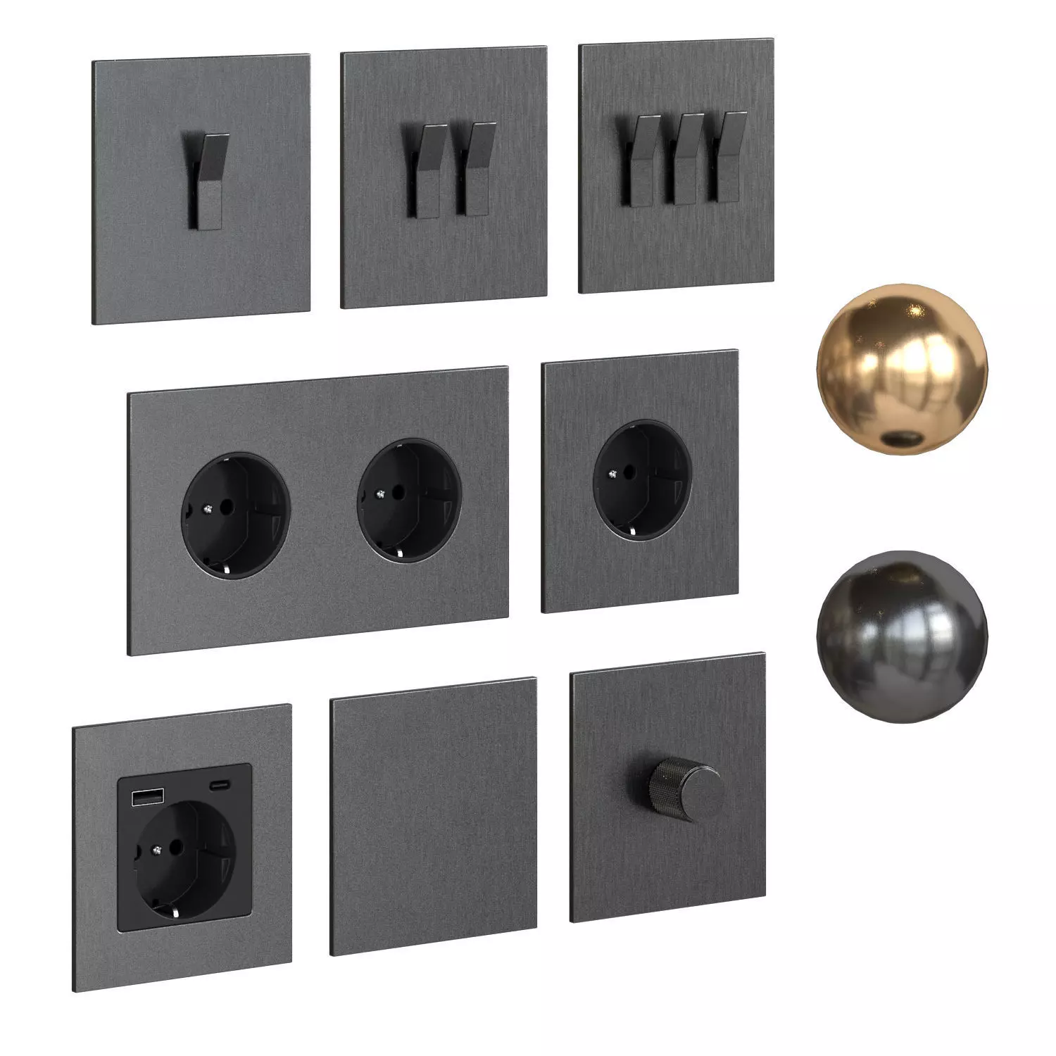 Avoir socket and switch set Y-type 3D model