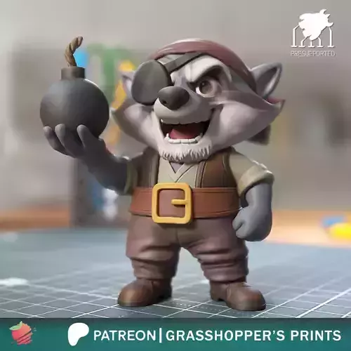 Raccoon Pirate Cannoneer