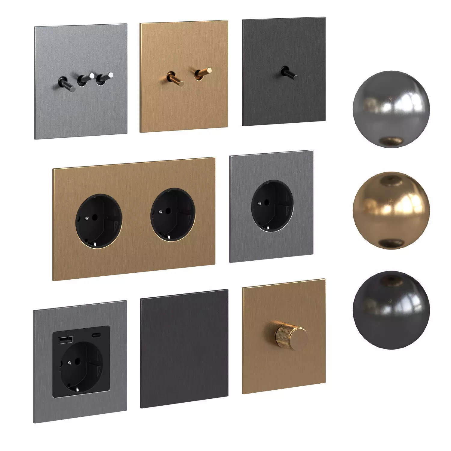 Avoir socket and switch set 3D model