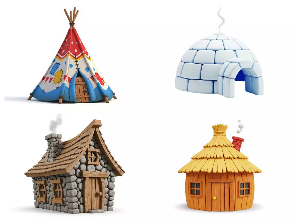 3D printable house models bundle of 4 3D print model