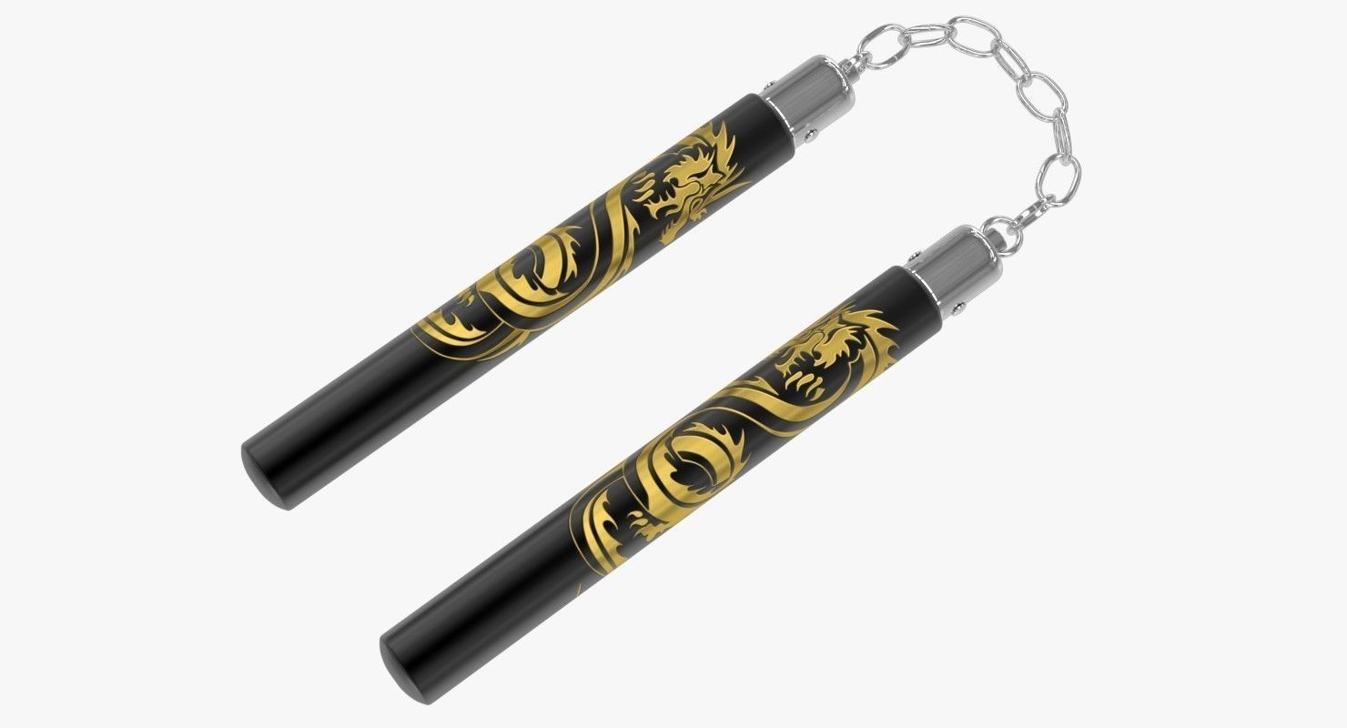 Nunchucks gold dragon jump rope 3D model_2