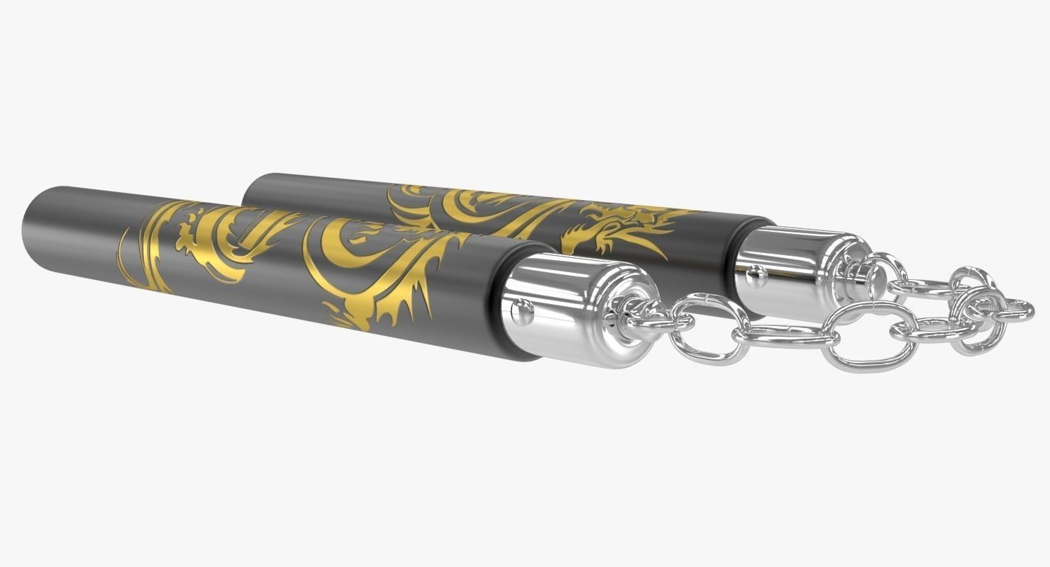 Nunchucks gold dragon jump rope 3D model_1