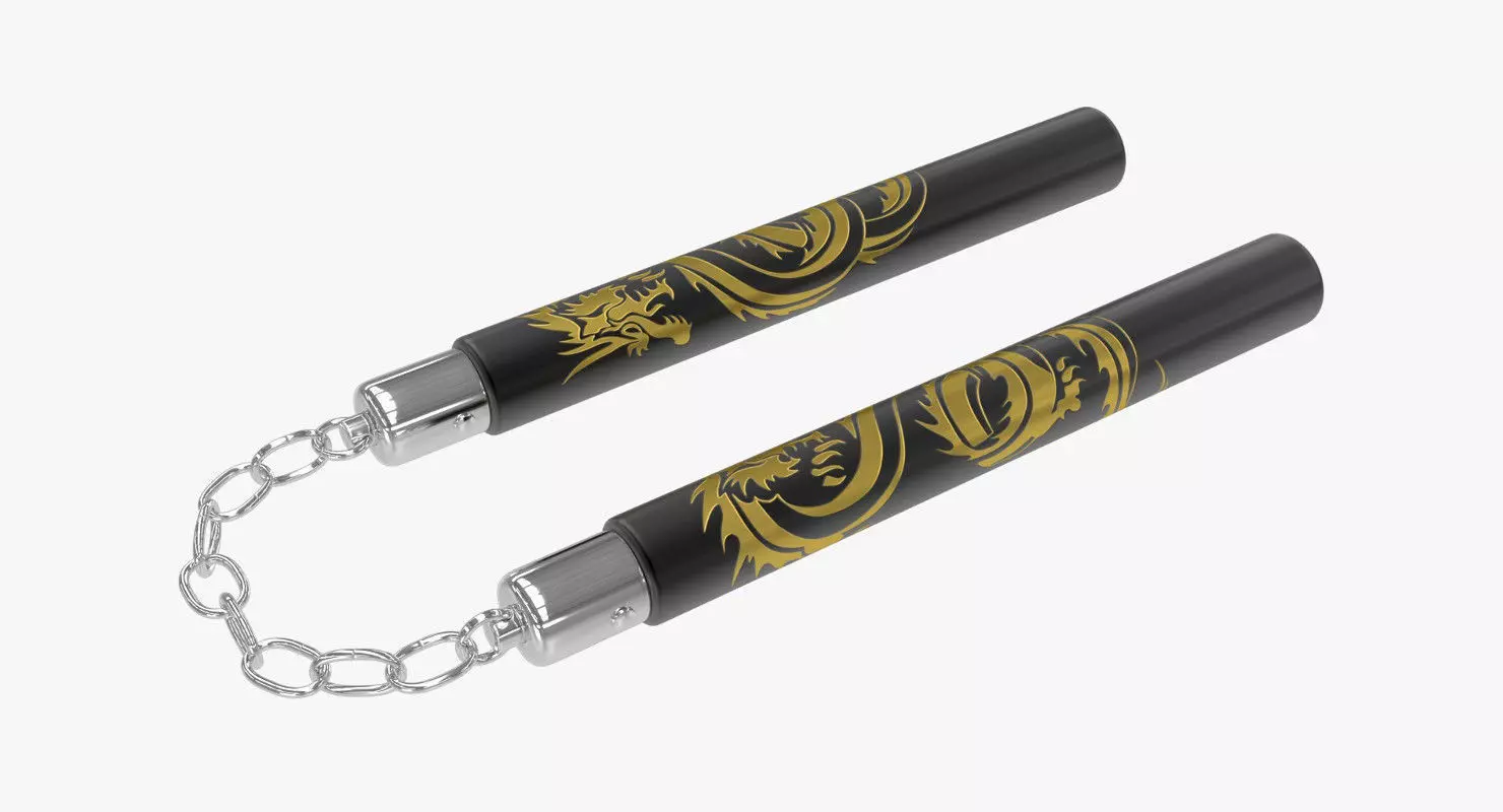 Nunchucks gold dragon jump rope 3D model_0