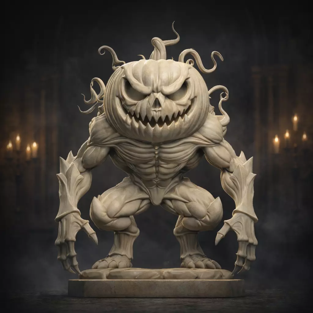 Hallowgore Sentinel Pumpkin Beast Statue 3D print model