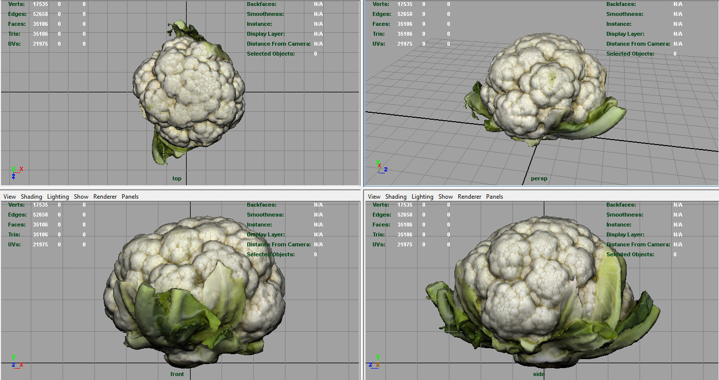 Cauliflower Low-poly 3D model_9