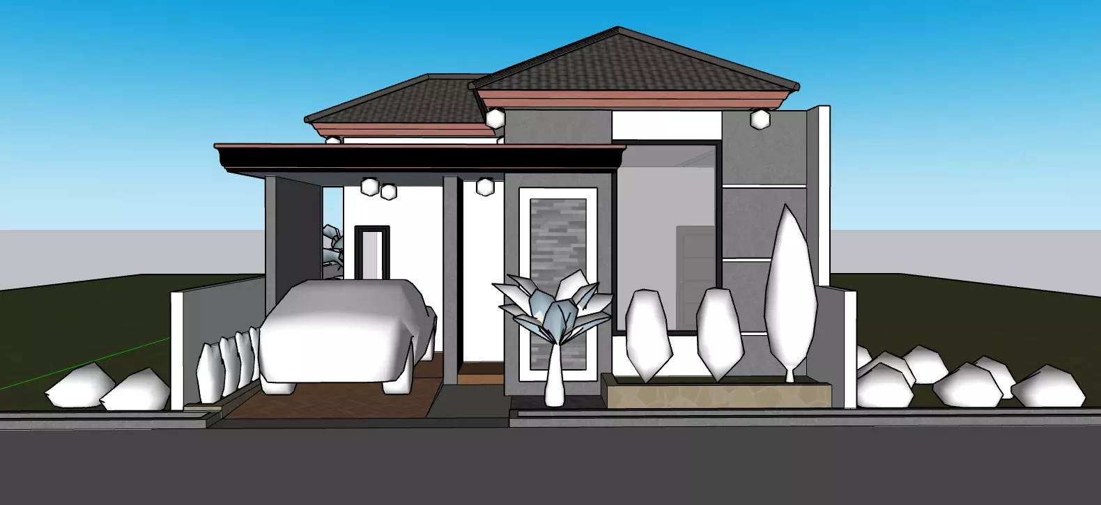 Modern Minimalist House Exterior 3D Model 3D model