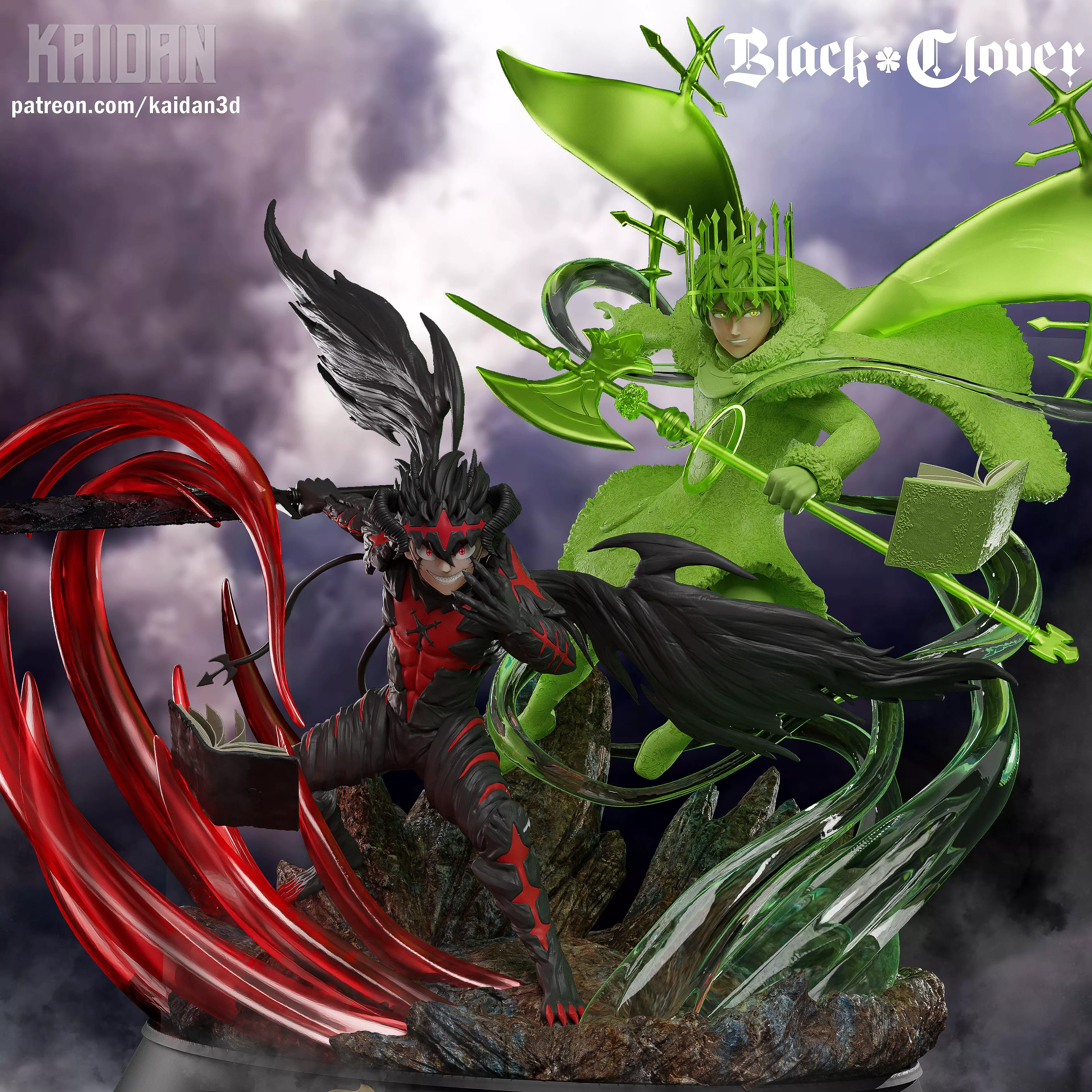 Asta x Yuno BLACK CLOVER - STL Ready for 3D Printing 3D print model