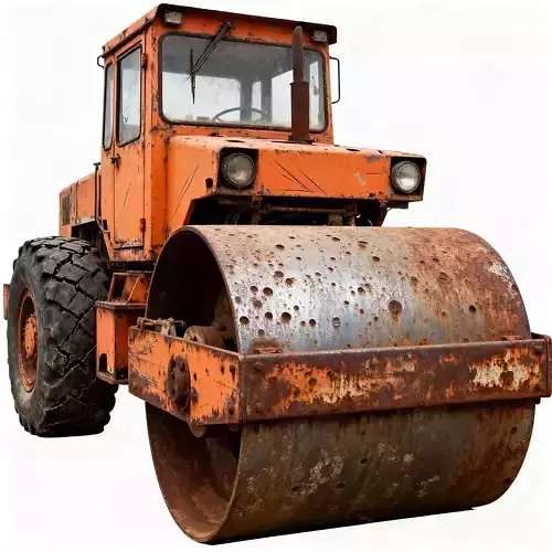 Old Rusty Industrial Road Roller 3D Model