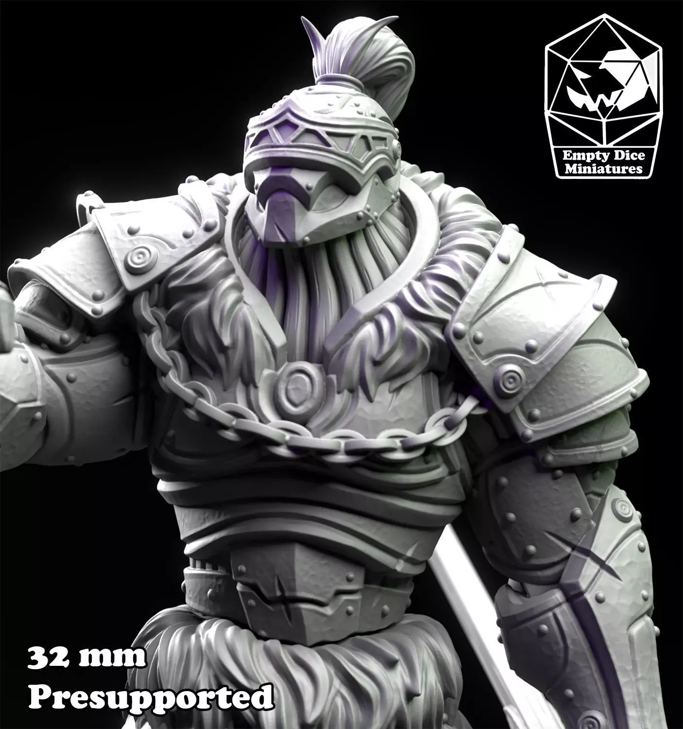 Warforged warrior with halberd 3D print model