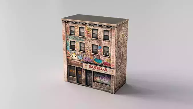 Street wall building Low-poly 3D model Low-poly 3D model