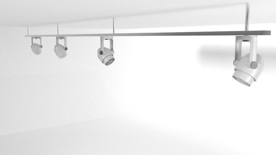 lighting four spotlights hanging from ceiling 3D model_0