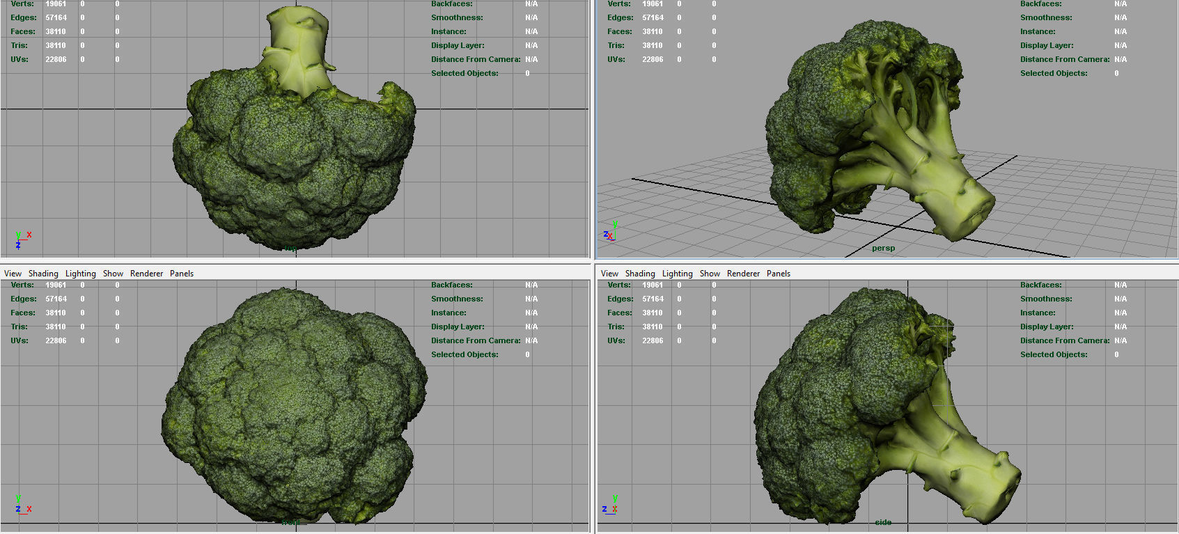 Broccoli   High and Low Poly blend 4 4 Included Low-poly 3D model_8
