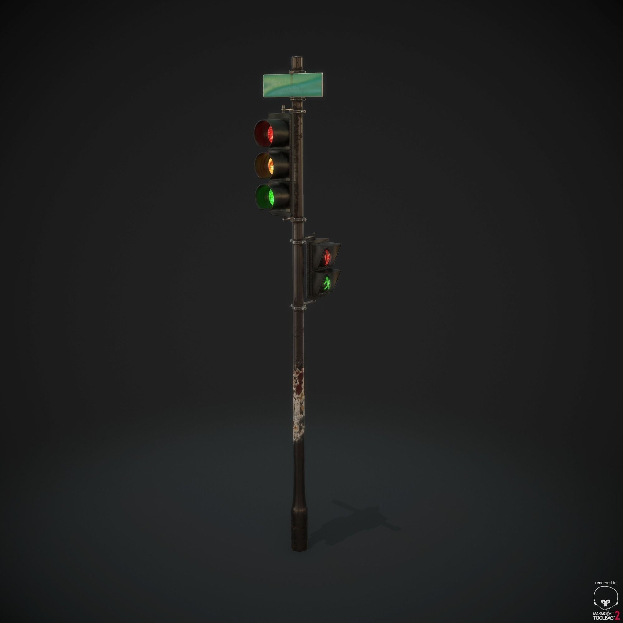 Traffic Light PBR Textures Low-poly 3D model_7