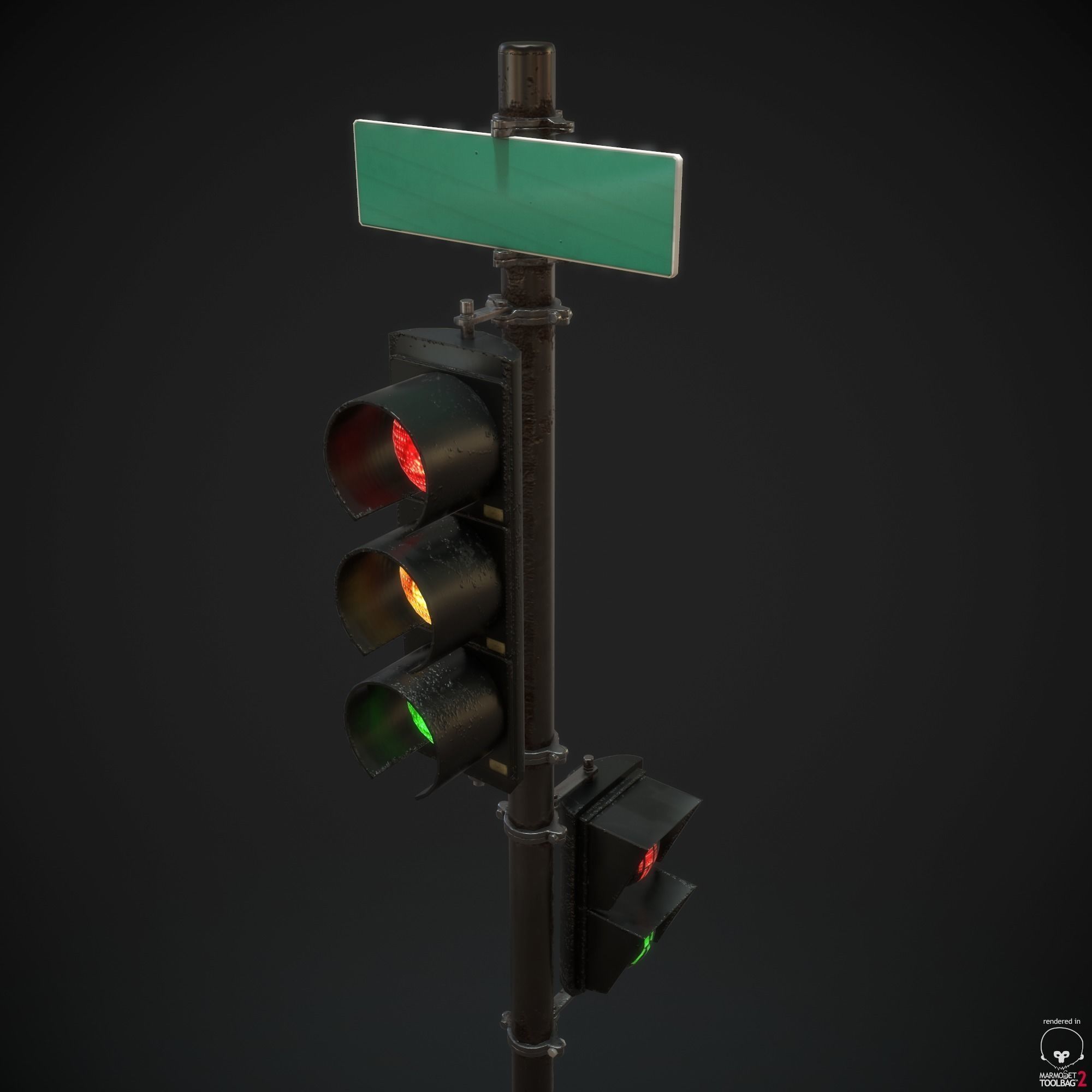 Traffic Light PBR Textures Low-poly 3D model_9
