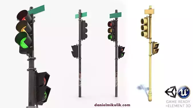 Traffic Light PBR Textures Low-poly 3D model