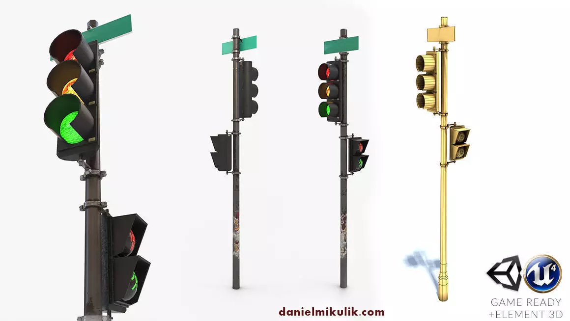 Traffic Light PBR Textures Low-poly 3D model_0