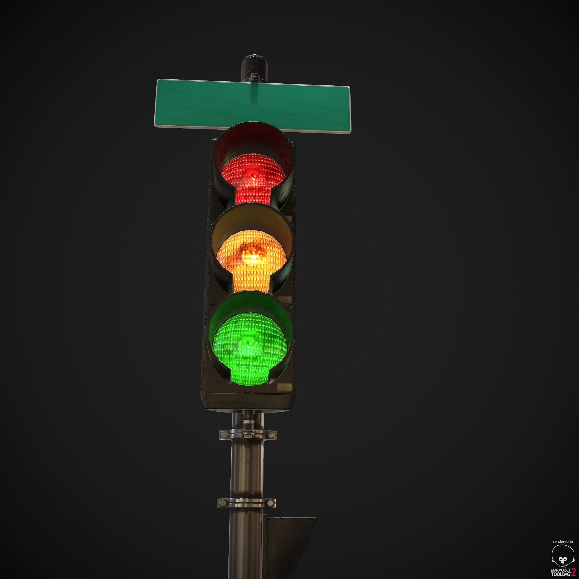 Traffic Light PBR Textures Low-poly 3D model_14