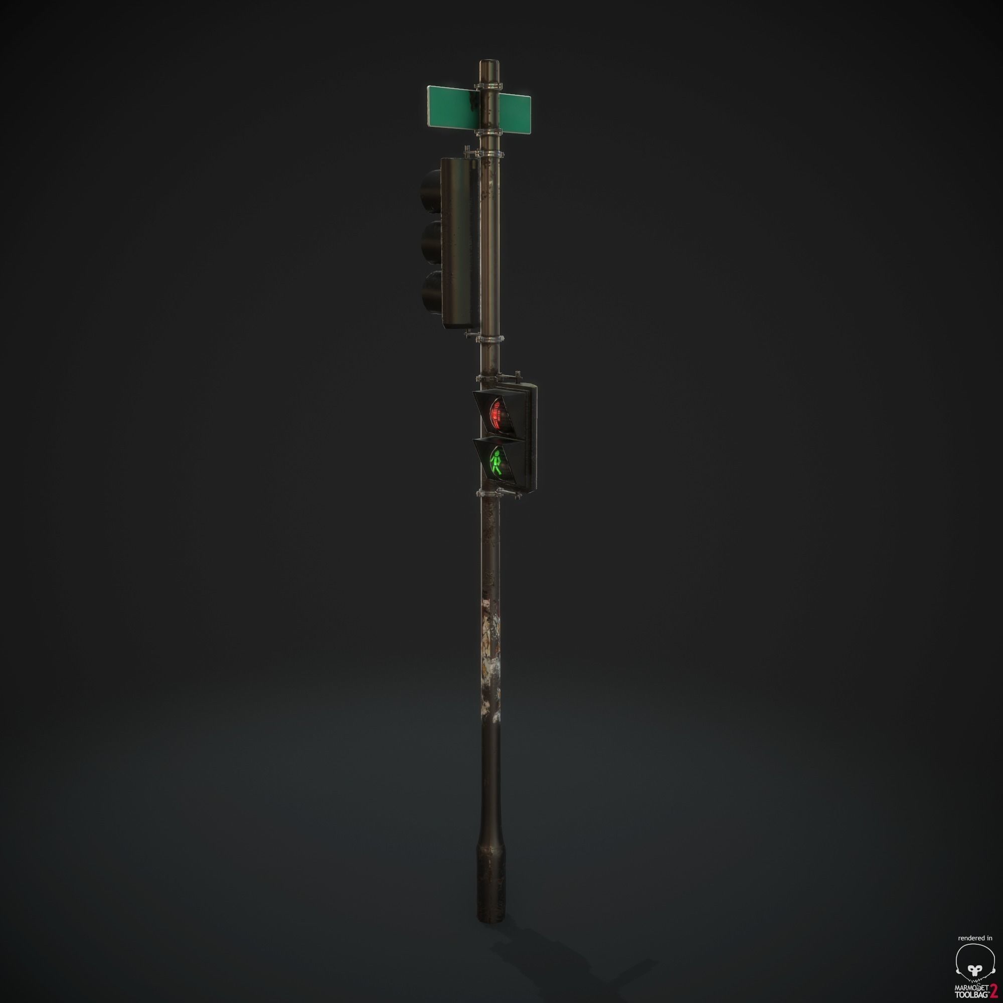 Traffic Light PBR Textures Low-poly 3D model_8