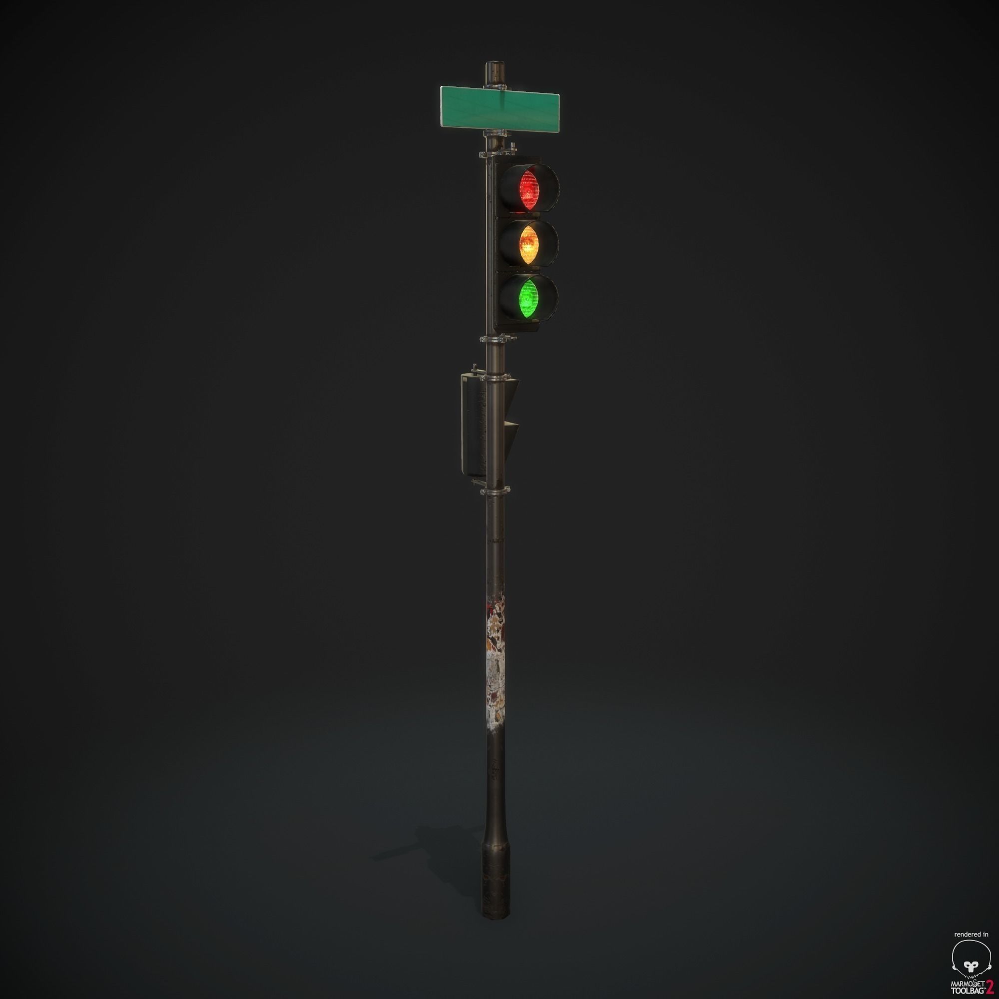 Traffic Light PBR Textures Low-poly 3D model_10
