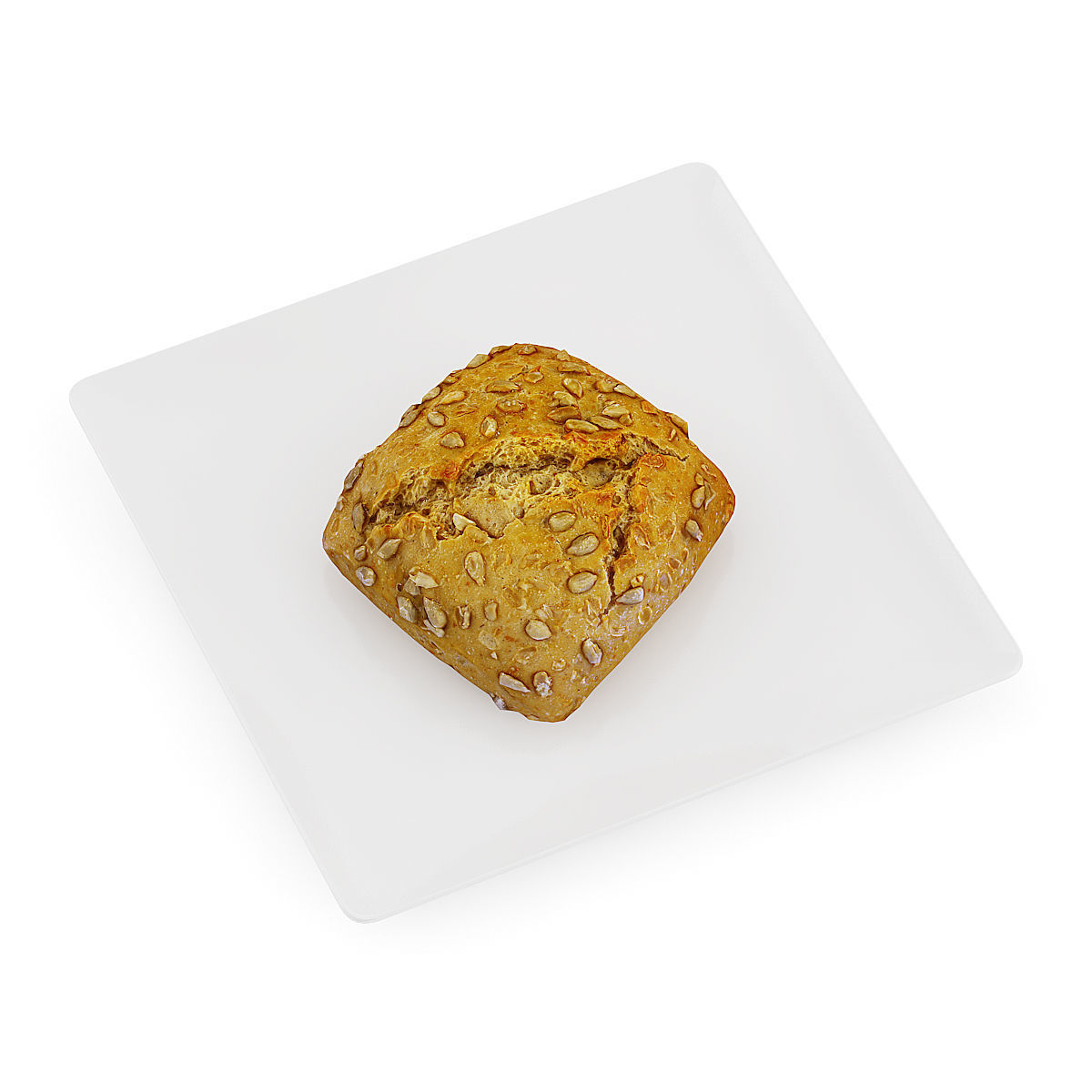 Dark Bun on White Plate 3D model_2