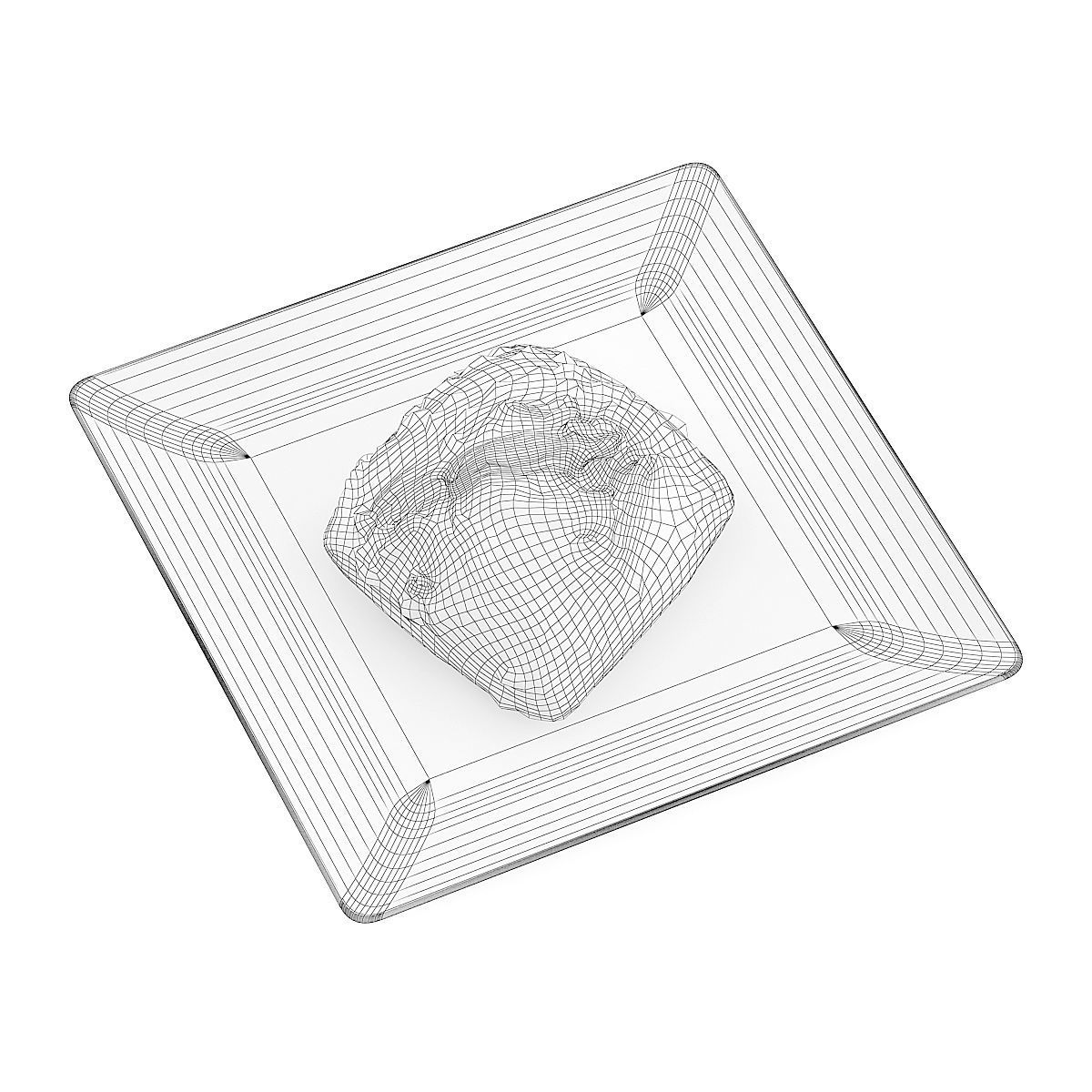 Dark Bun on White Plate 3D model_5