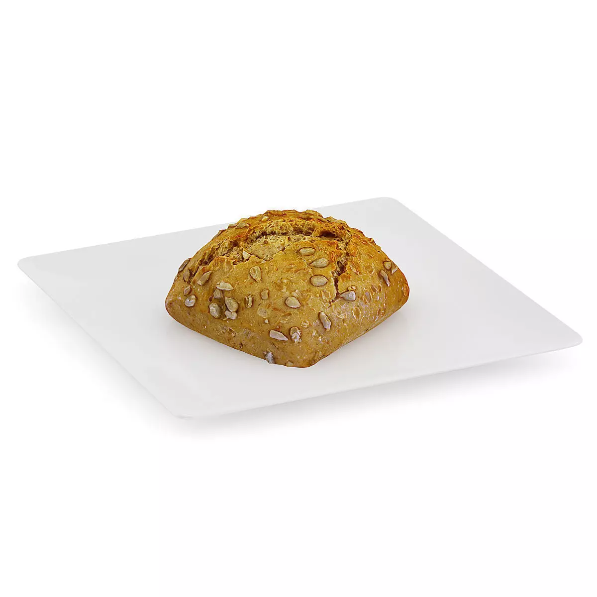 Dark Bun on White Plate 3D model_0