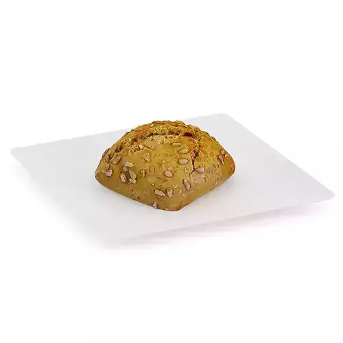 Dark Bun on White Plate