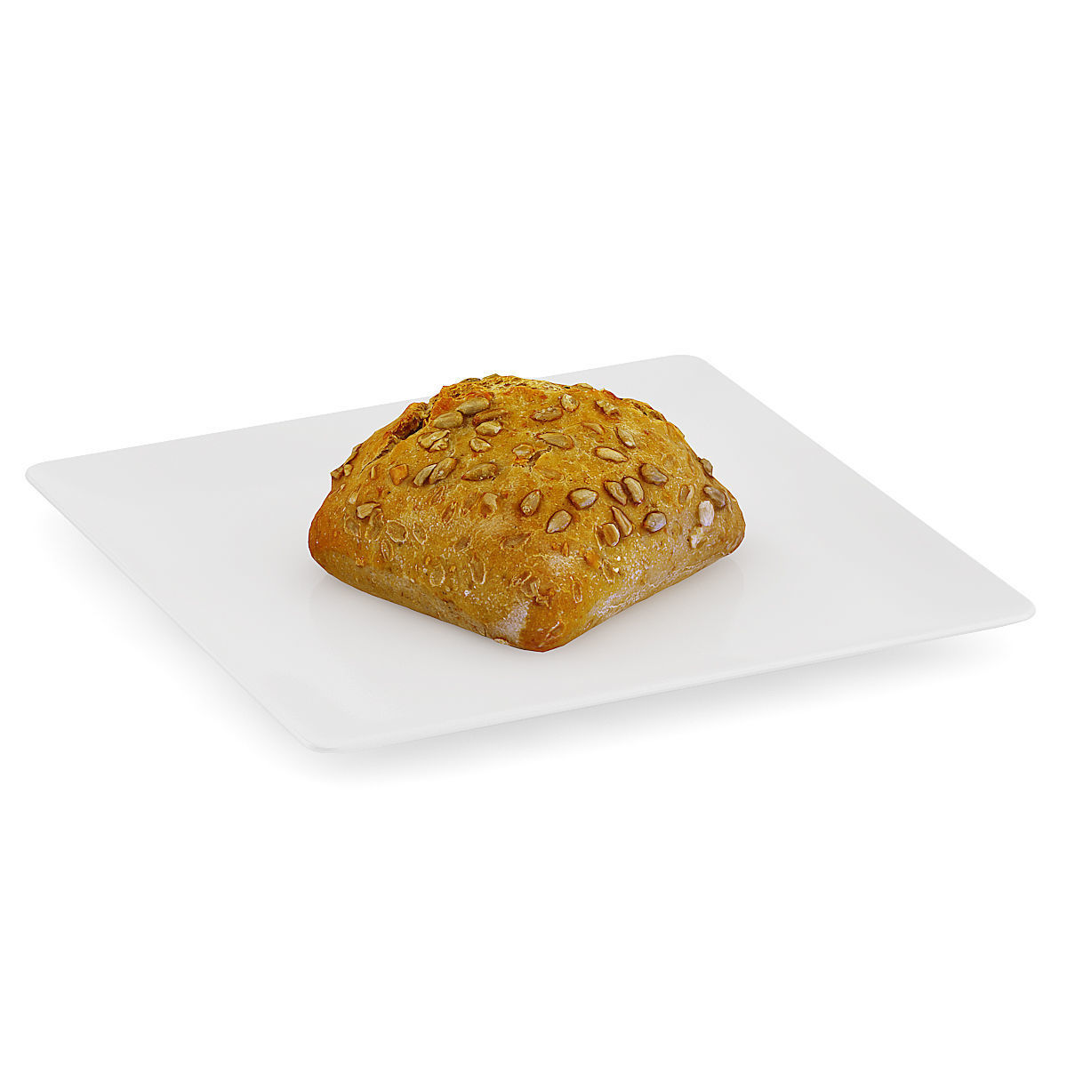 Dark Bun on White Plate 3D model_4